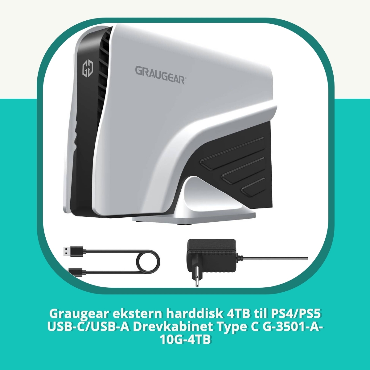Anmeldelse af Graugear ekstern harddisk 4TB til PS4/PS5 USB-C/USB-A Drevkabinet Type C G-3501-A-10G-4TB