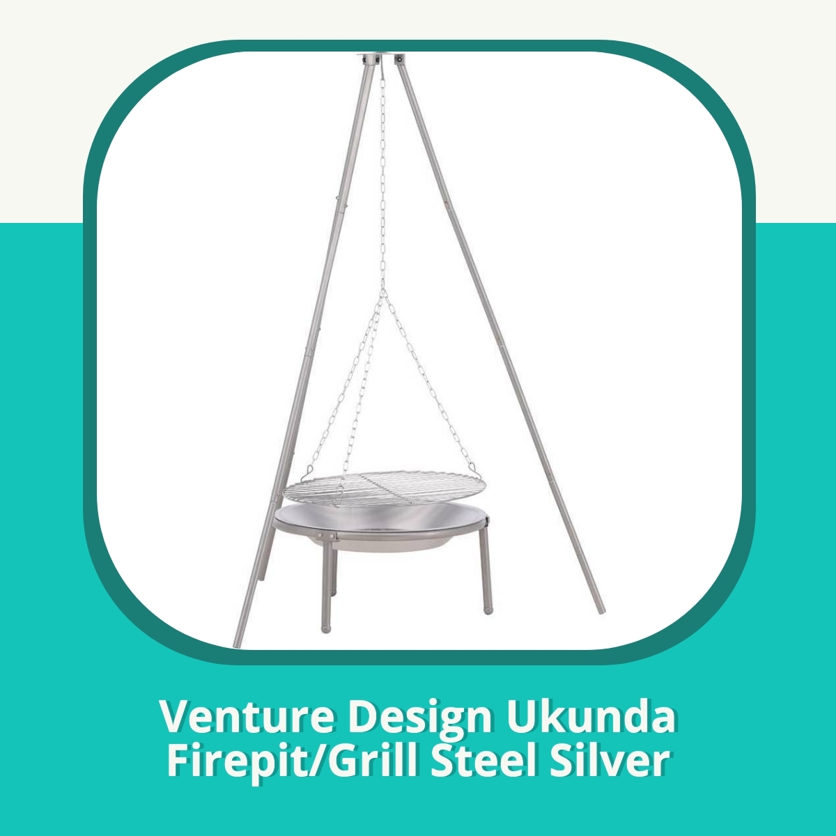Recension Venture Design Ukunda Firepit/Grill Steel Silver