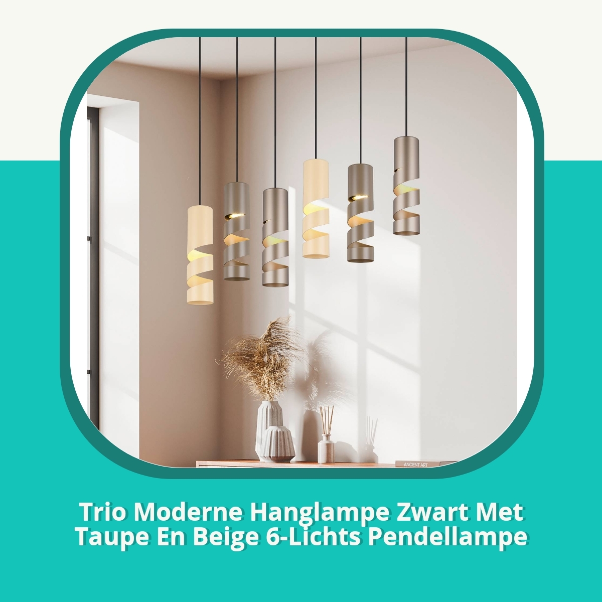 Anmeldelse af Trio Moderne Hanglampe Zwart Met Taupe En Beige 6-Lichts Pendellampe