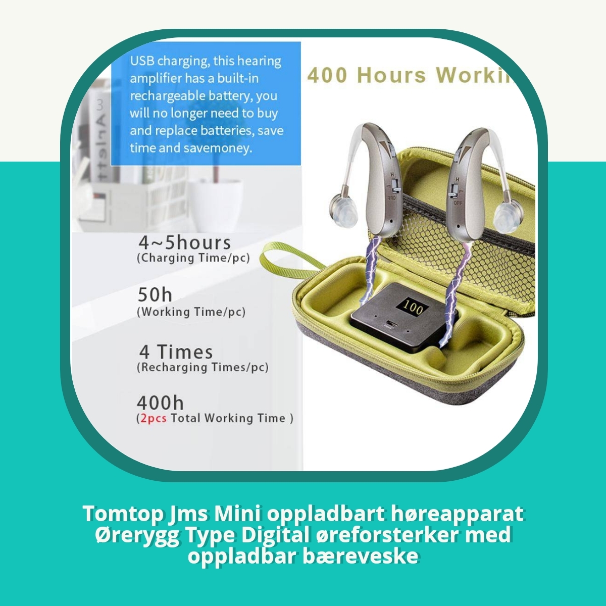 Anmeldelse af Tomtop Jms Mini oppladbart høreapparat Ørerygg Type Digital øreforsterker med oppladbar bæreveske