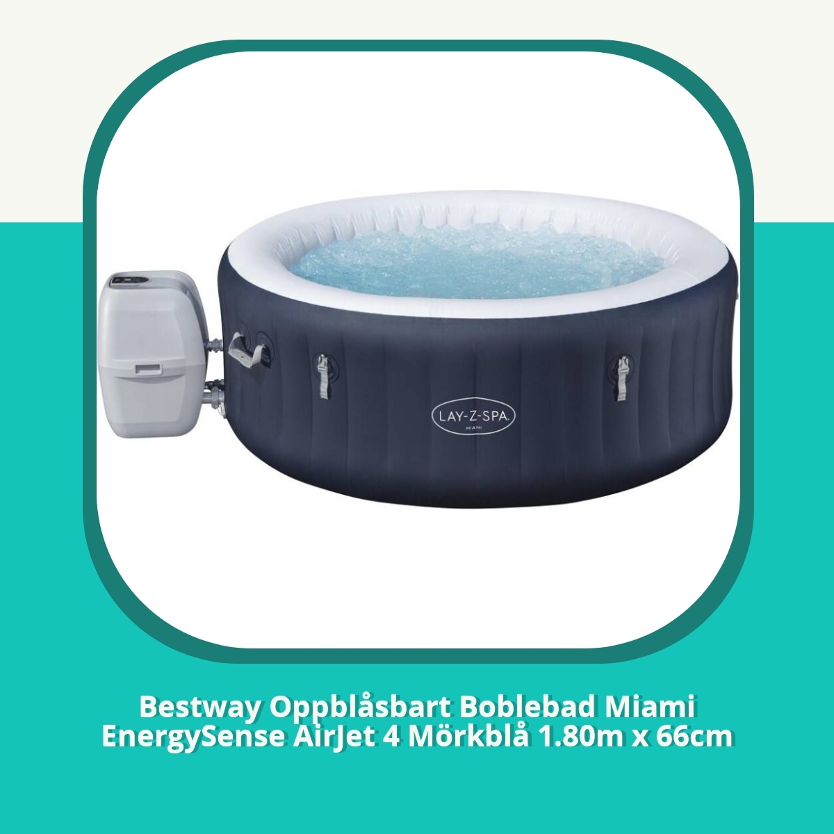 Anmeldelse af Bestway Oppblåsbart Boblebad Miami EnergySense AirJet 4 Mörkblå 1.80m x 66cm