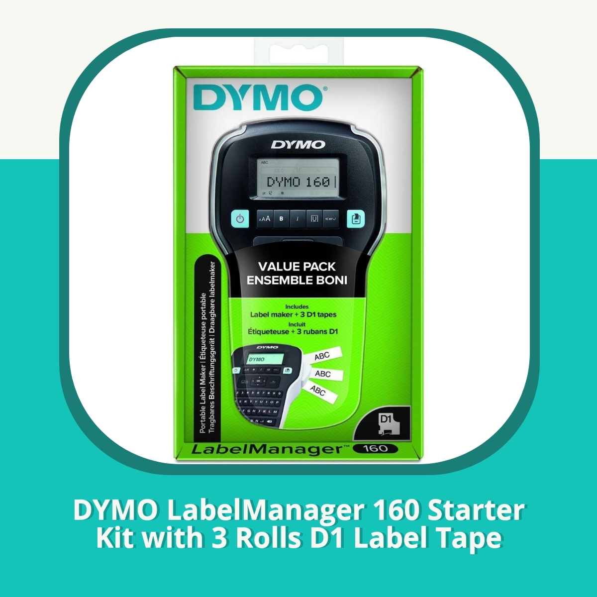 Anmeldelse af DYMO LabelManager 160 Starter Kit with 3 Rolls D1 Label Tape