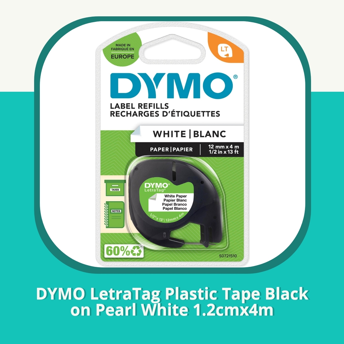 Recension af DYMO LetraTag Plastic Tape Black on Pearl White 1.2cmx4m