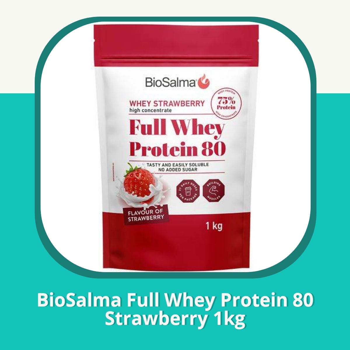 Recension af BioSalma Full Whey Protein 80 Strawberry 1kg