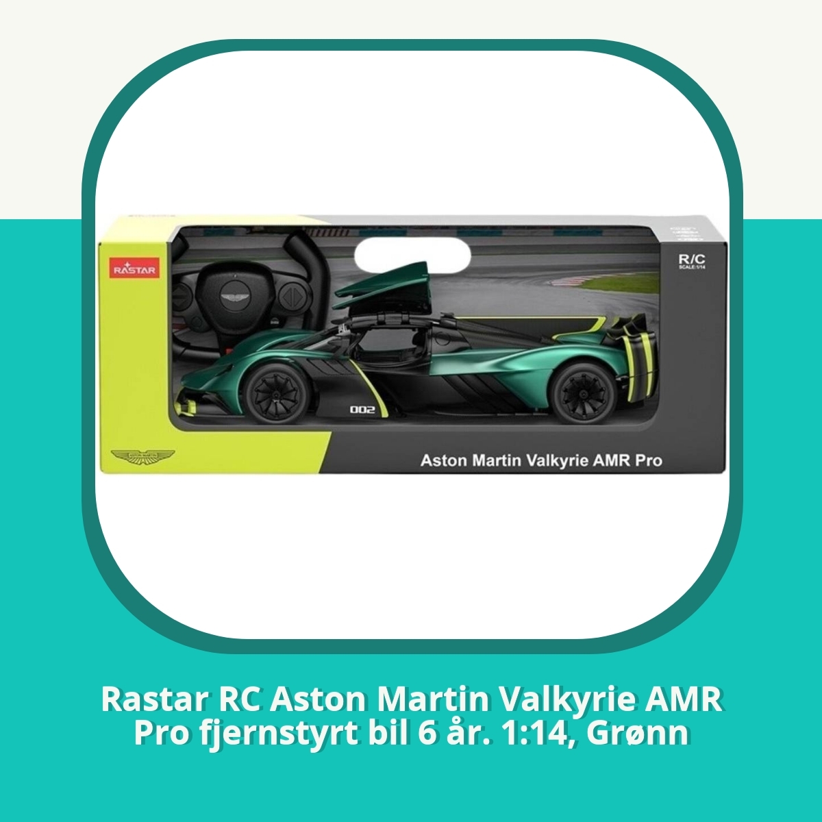 Anmeldelse Rastar RC Aston Martin Valkyrie AMR Pro fjernstyrt bil 6 år. 1:14, Grønn