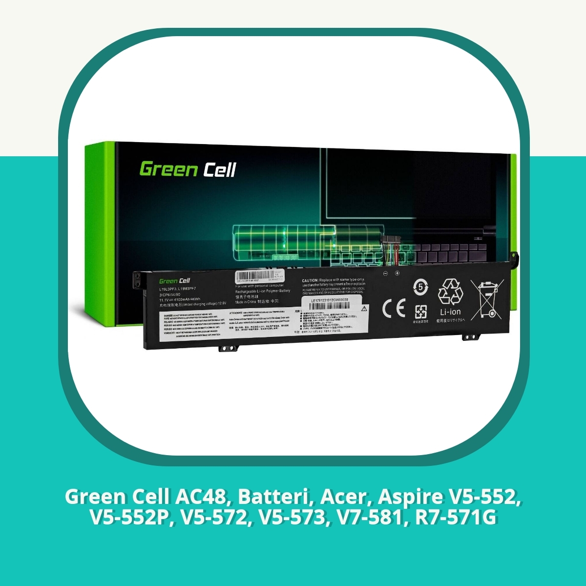Anmeldelse af Green Cell AC48, Batteri, Acer, Aspire V5-552, V5-552P, V5-572, V5-573, V7-581, R7-571G