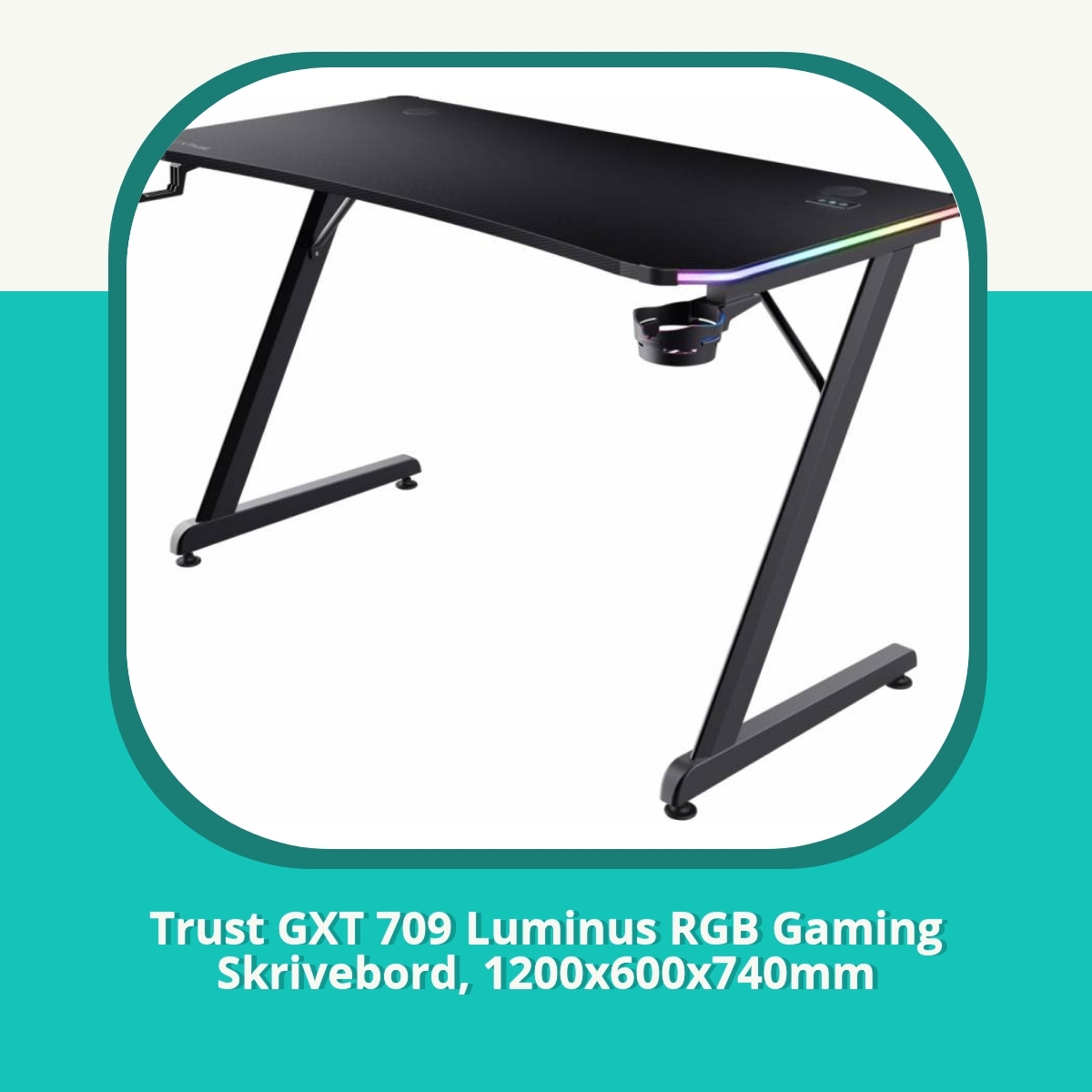 Anmeldelse af Trust GXT 709 Luminus RGB Gaming Skrivebord, 1200x600x740mm