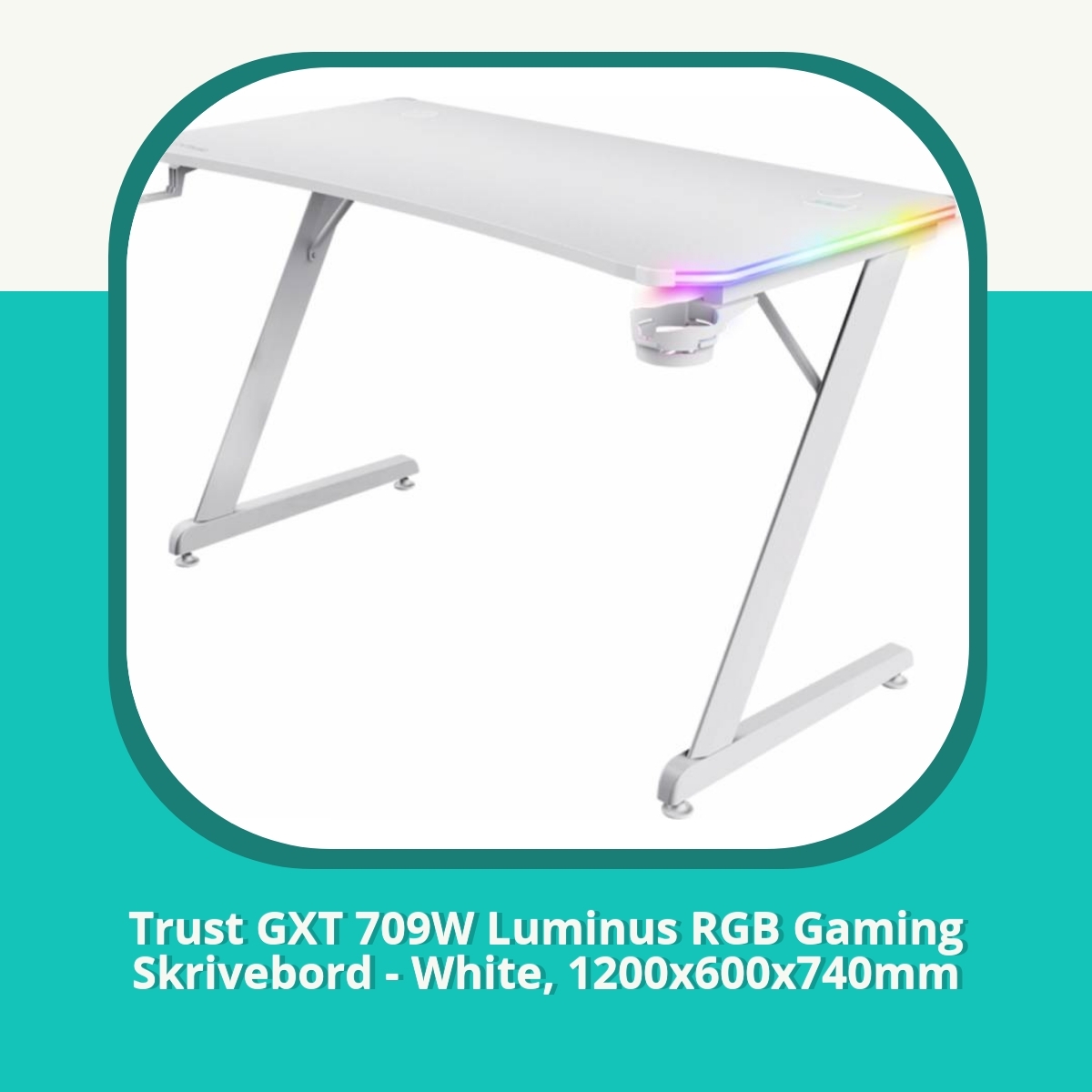 Anmeldelse af Trust GXT 709W Luminus RGB Gaming Skrivebord - White, 1200x600x740mm