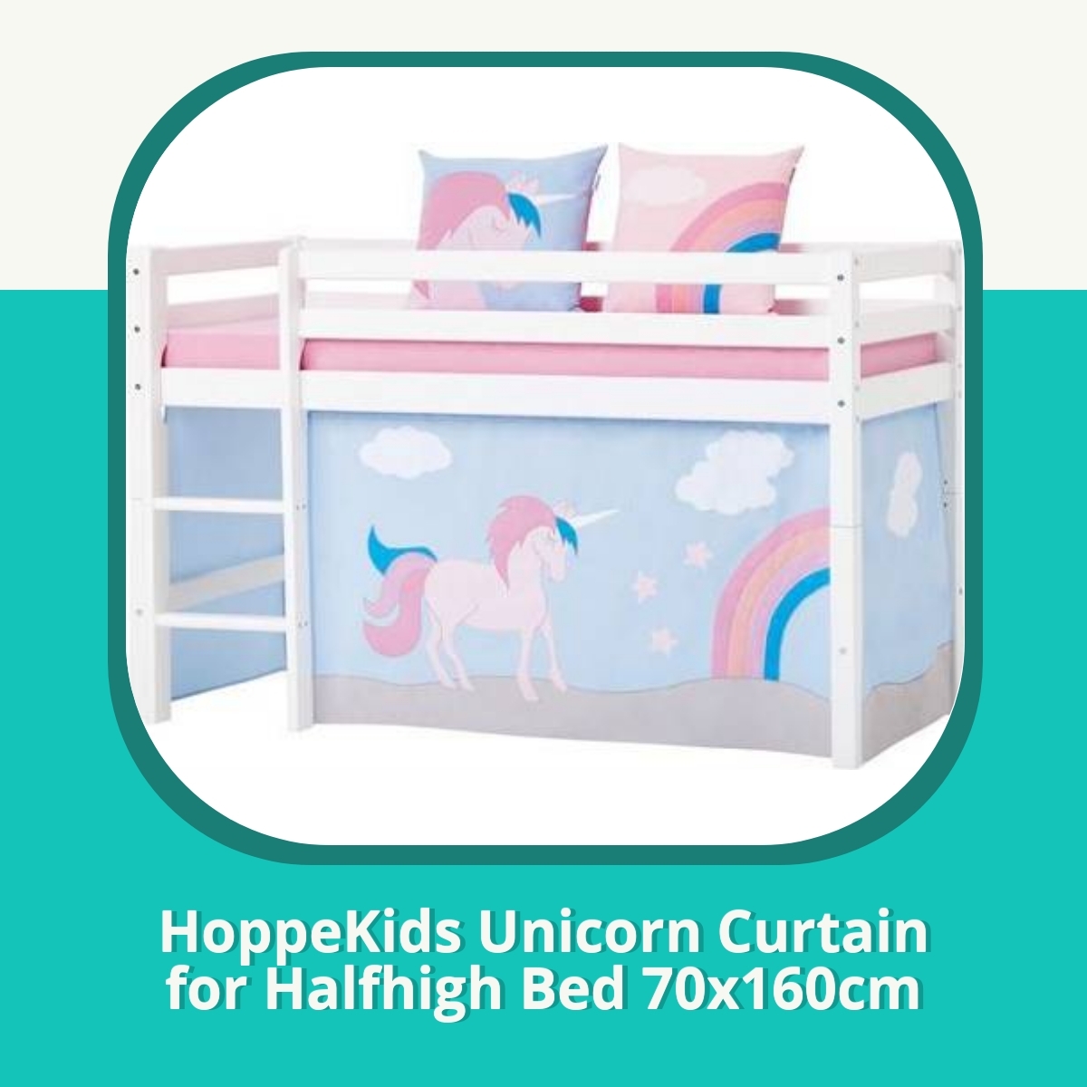 Anmeldelse HoppeKids Unicorn Curtain for Halfhigh Bed 70x160cm