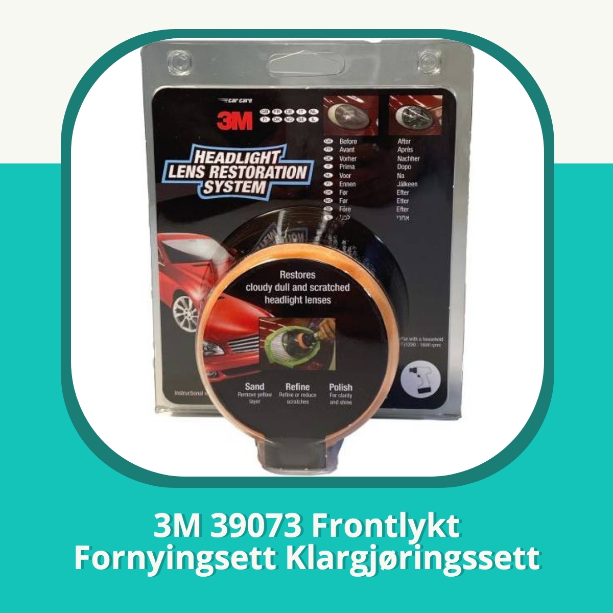 Anmeldelse af 3M 39073 Frontlykt Fornyingsett Klargjøringssett