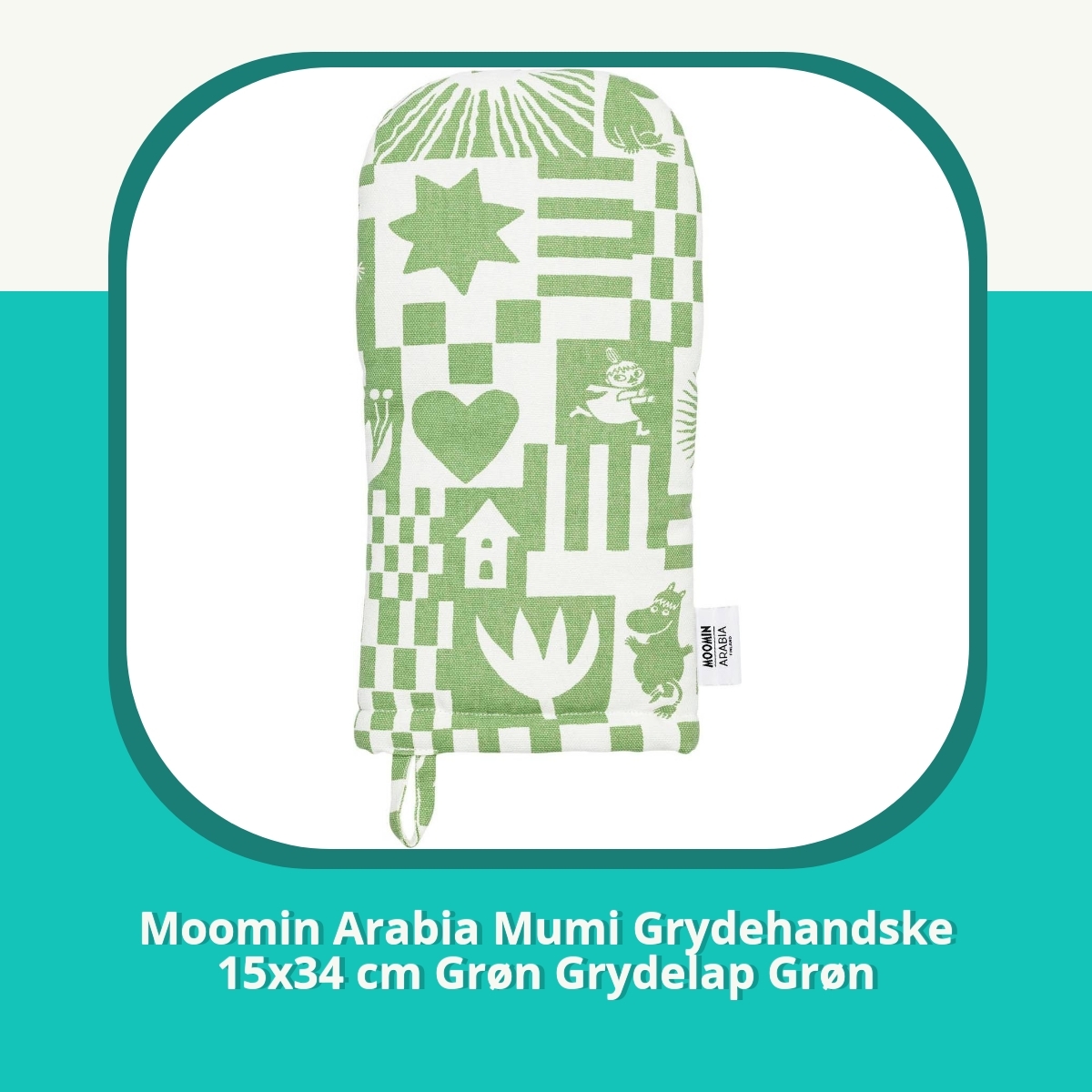 Anmeldelse af Moomin Arabia Mumi Grydehandske 15x34 cm Grøn Grydelap Grøn