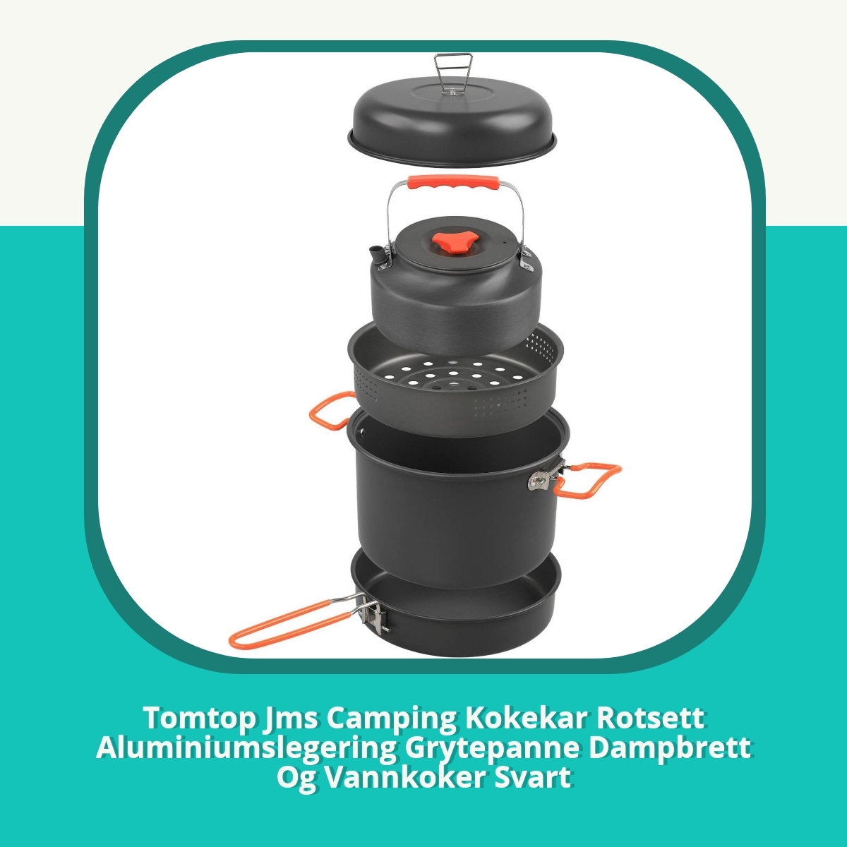 Anmeldelse af Tomtop Jms Camping Kokekar Rotsett Aluminiumslegering Grytepanne Dampbrett Og Vannkoker Svart