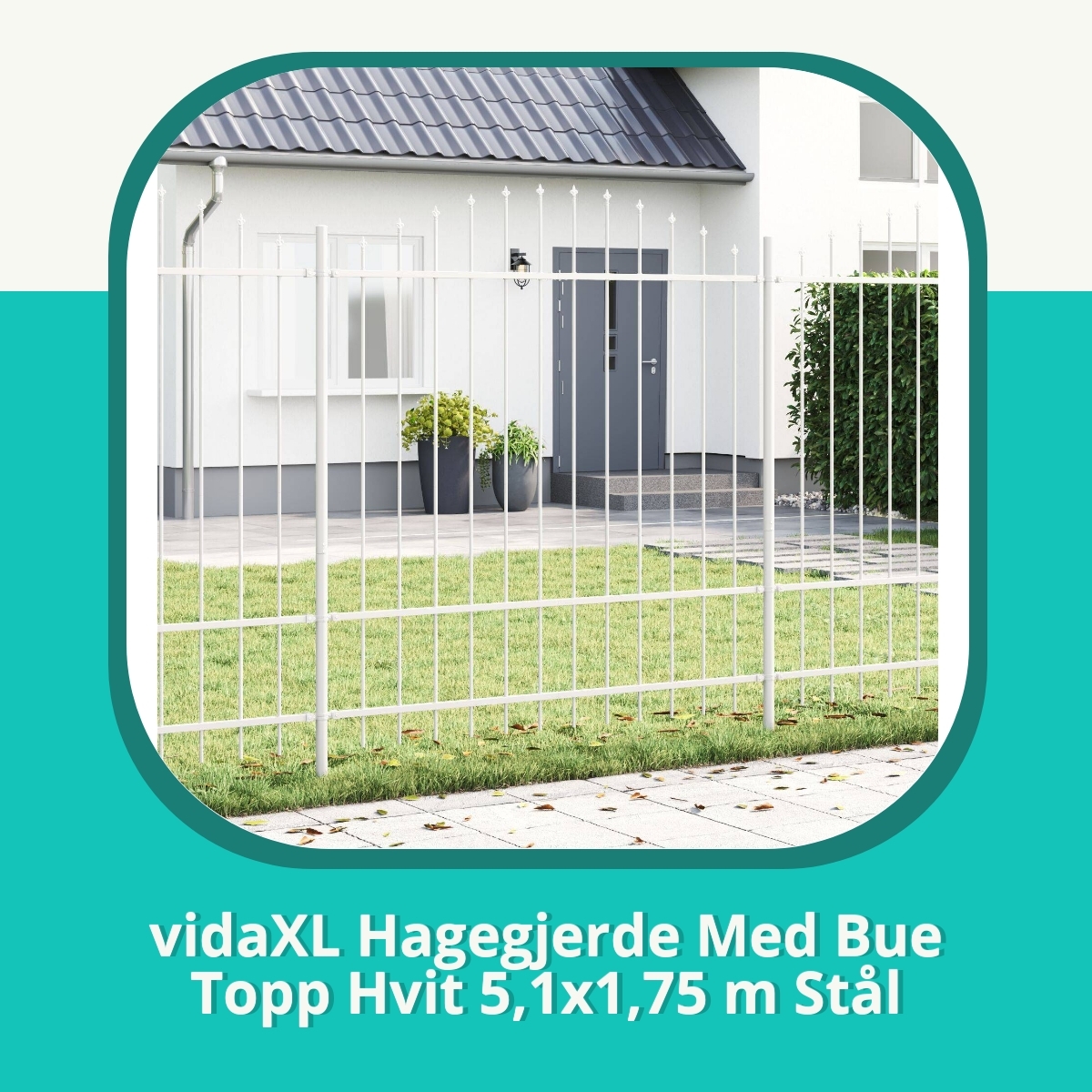 Anmeldelse af vidaXL Hagegjerde Med Bue Topp Hvit 5,1x1,75 m Stål