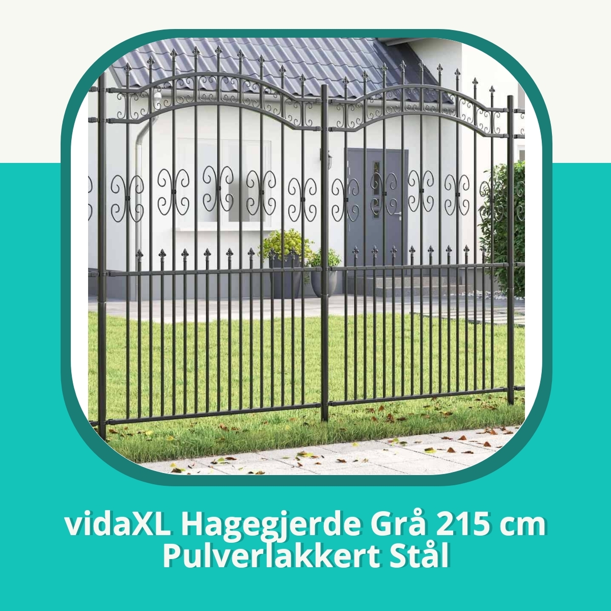 Anmeldelse vidaXL Hagegjerde Grå 215 cm Pulverlakkert Stål