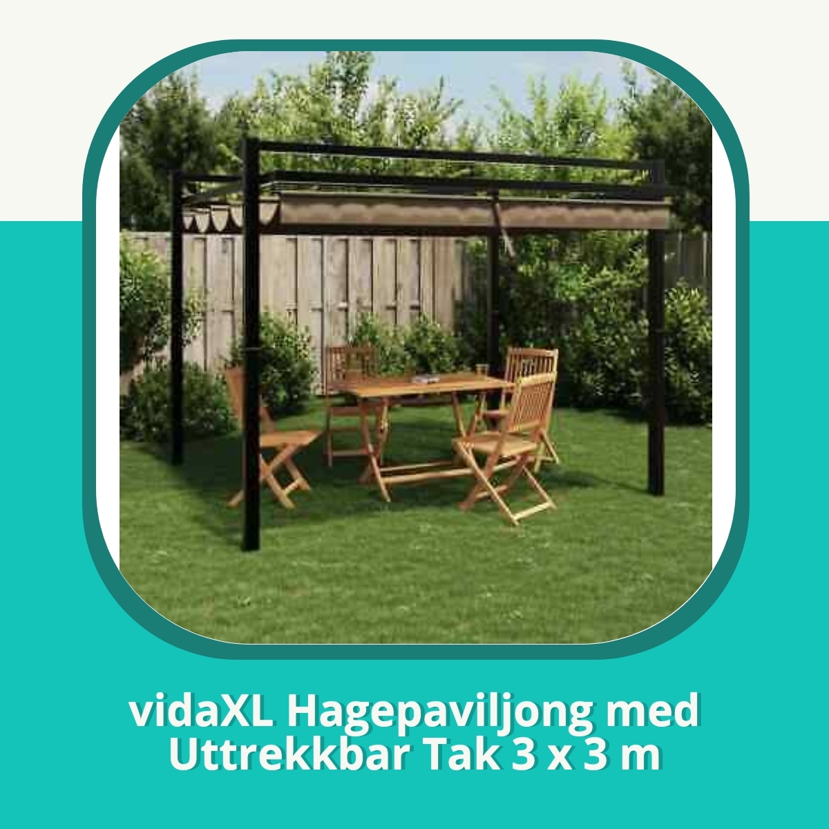 Anmeldelse vidaXL Hagepaviljong med Uttrekkbar Tak 3 x 3 m