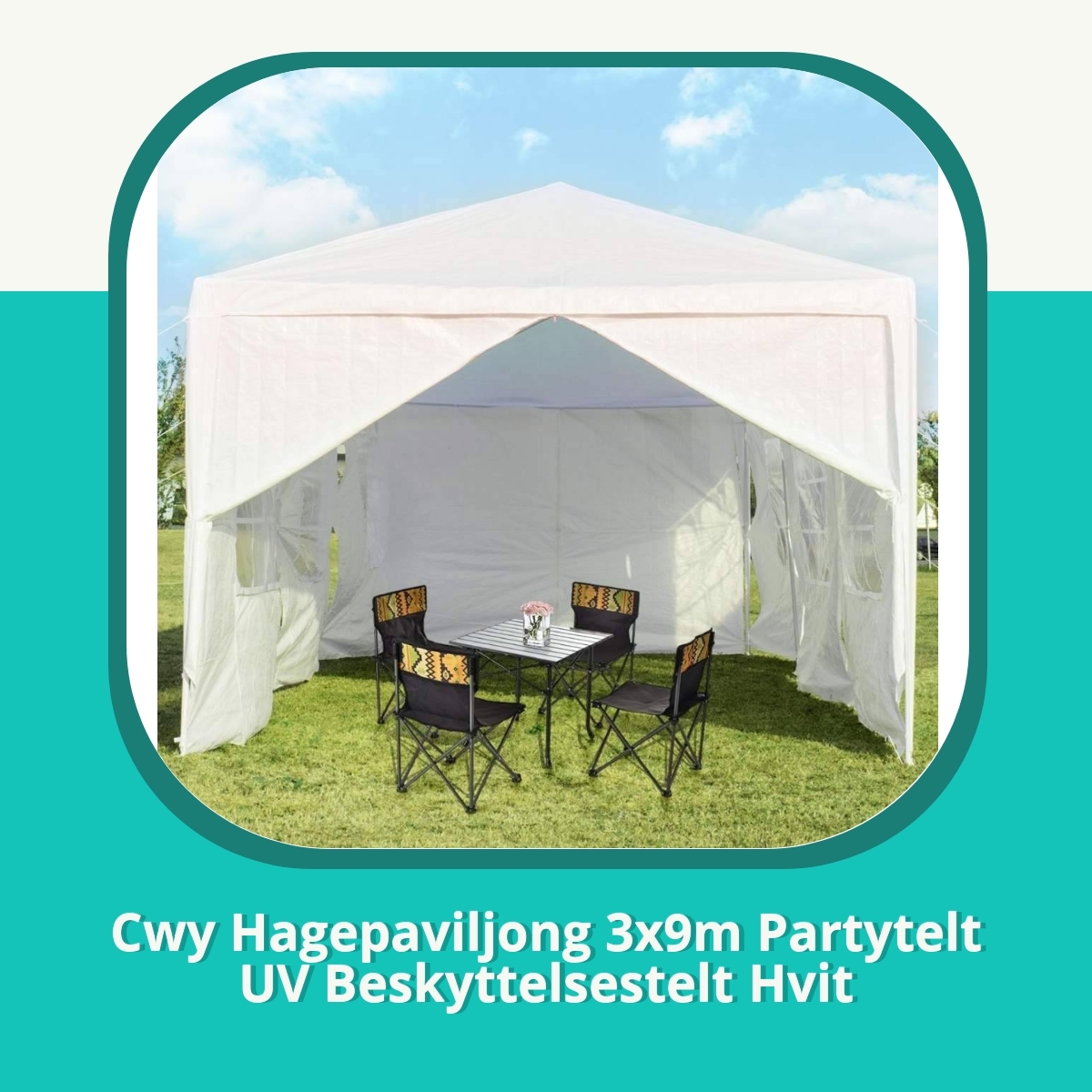 Anmeldelse af Cwy Hagepaviljong 3x9m Partytelt UV Beskyttelsestelt Hvit
