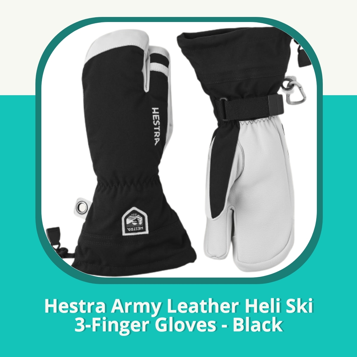 Recension Hestra Army Leather Heli Ski 3-Finger Gloves - Black