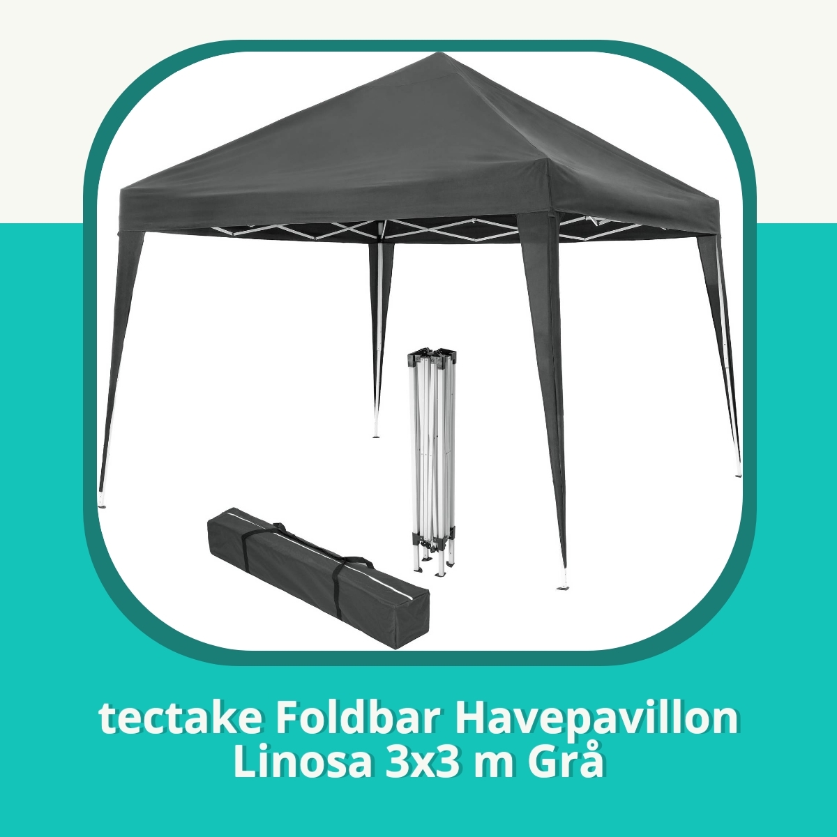 Anmeldelse af tectake Foldbar Havepavillon Linosa 3x3 m Grå
