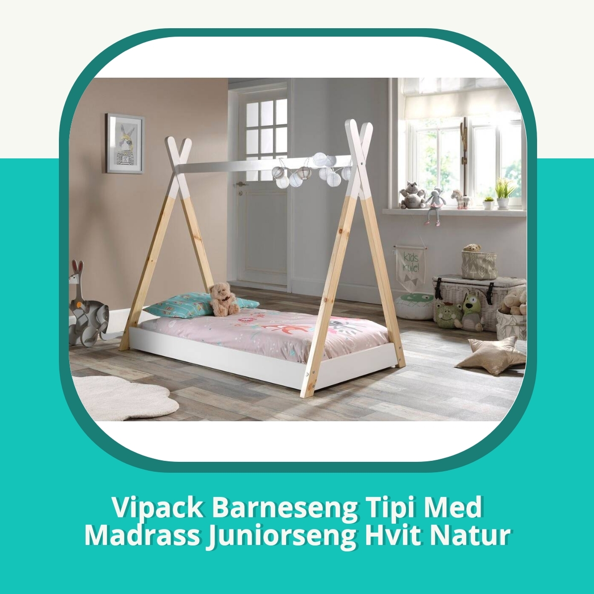 Anmeldelse af Vipack Barneseng Tipi Med Madrass Juniorseng Hvit Natur