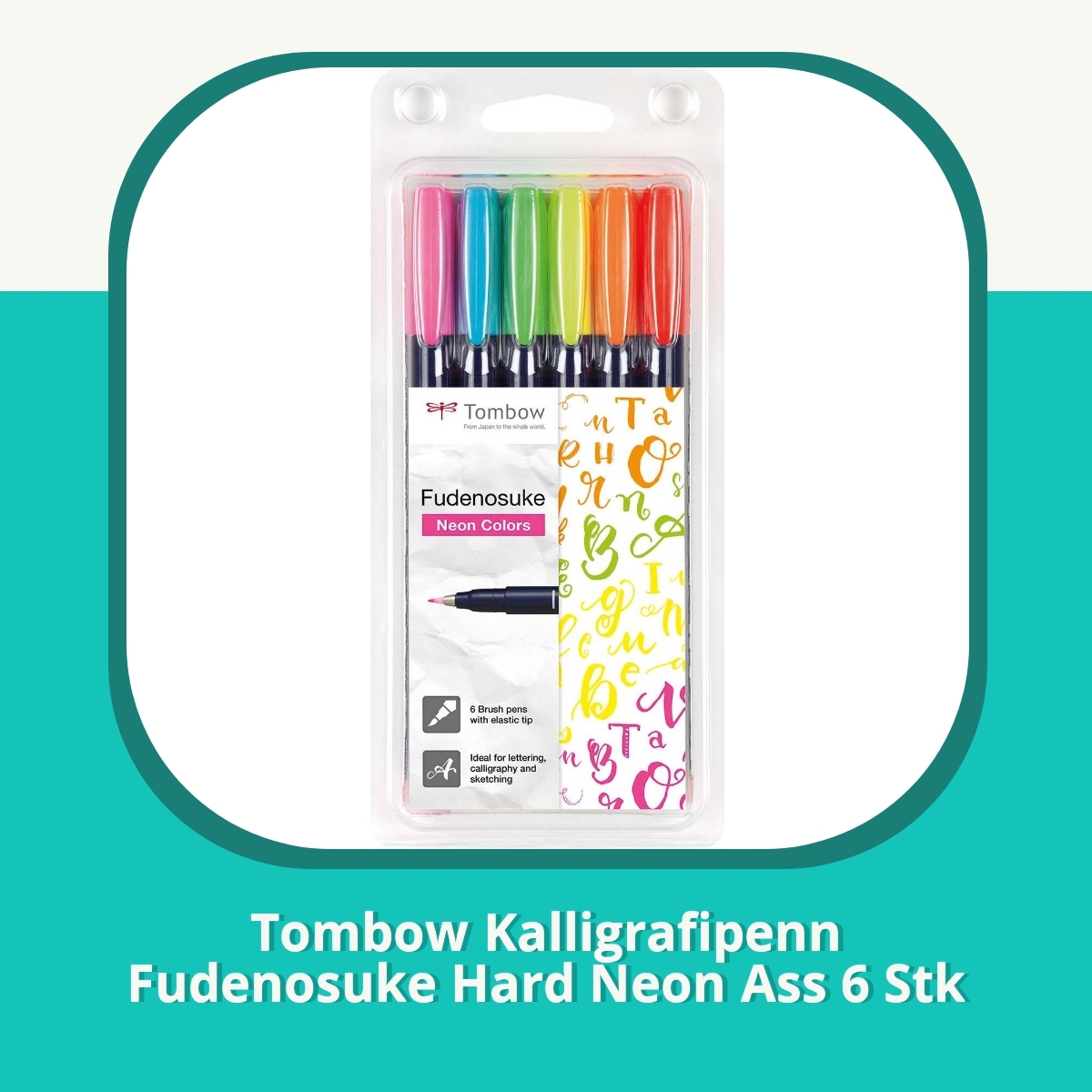 Anmeldelse Tombow Kalligrafipenn Fudenosuke Hard Neon Ass 6 Stk