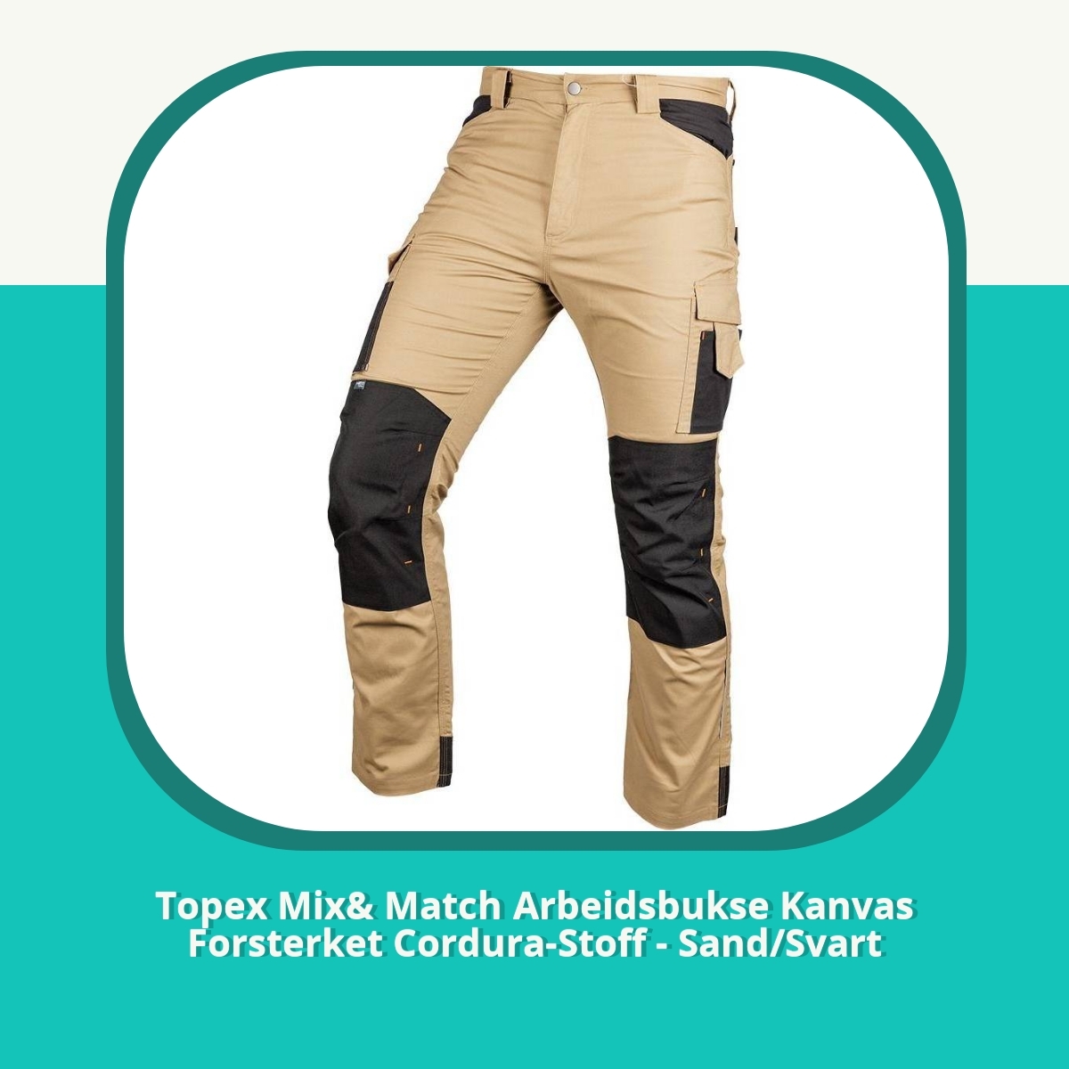 Anmeldelse af Topex Mix& Match Arbeidsbukse Kanvas Forsterket Cordura-Stoff - Sand/Svart
