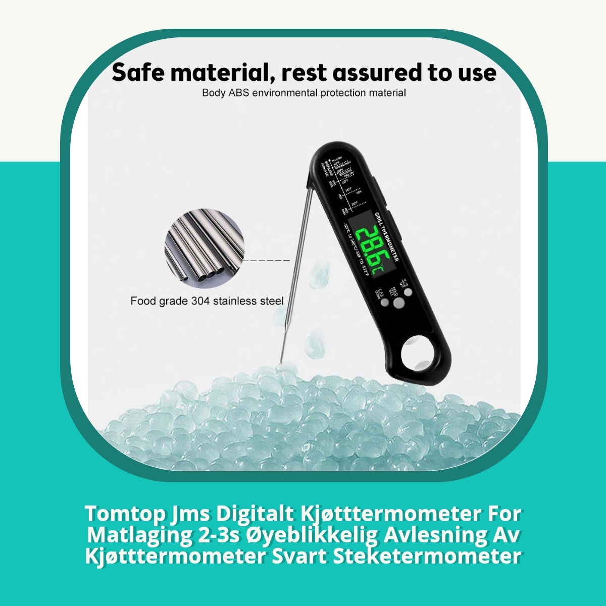 Anmeldelse af Tomtop Jms Digitalt Kjøtttermometer For Matlaging 2-3s Øyeblikkelig Avlesning Av Kjøtttermometer Svart Steketermometer