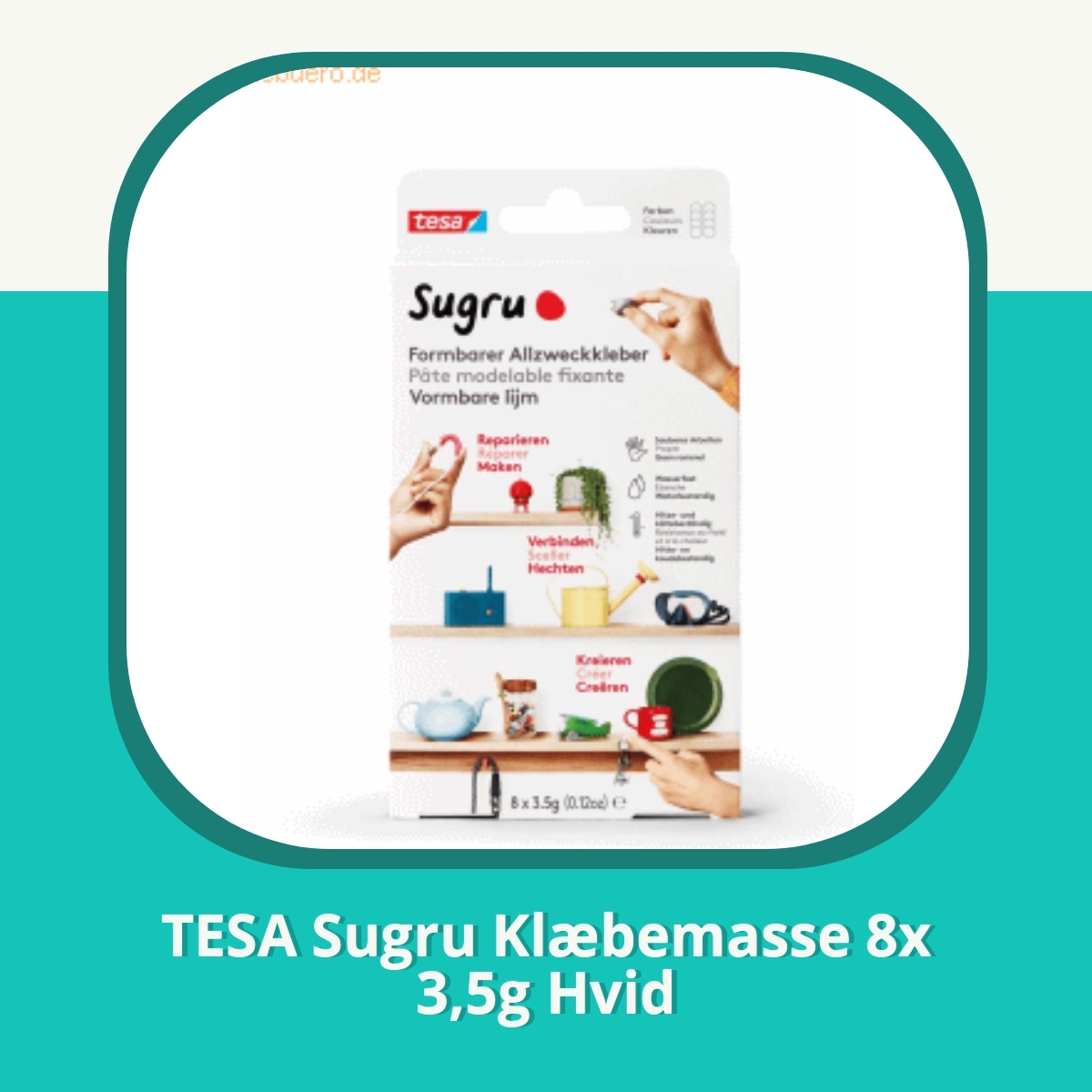 Anmeldelse af TESA Sugru Klæbemasse 8x 3,5g Hvid