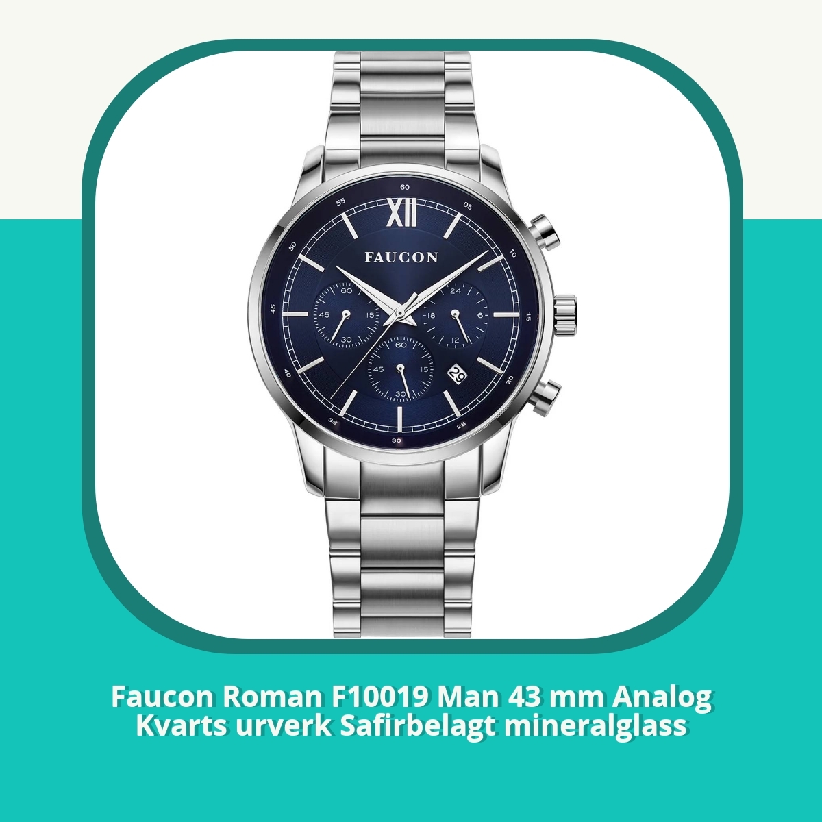 Anmeldelse af Faucon Roman F10019 Man 43 mm Analog Kvarts urverk Safirbelagt mineralglass