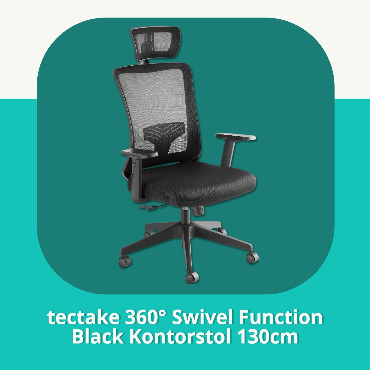 Anmeldelse af tectake 360° Swivel Function Black Kontorstol 130cm