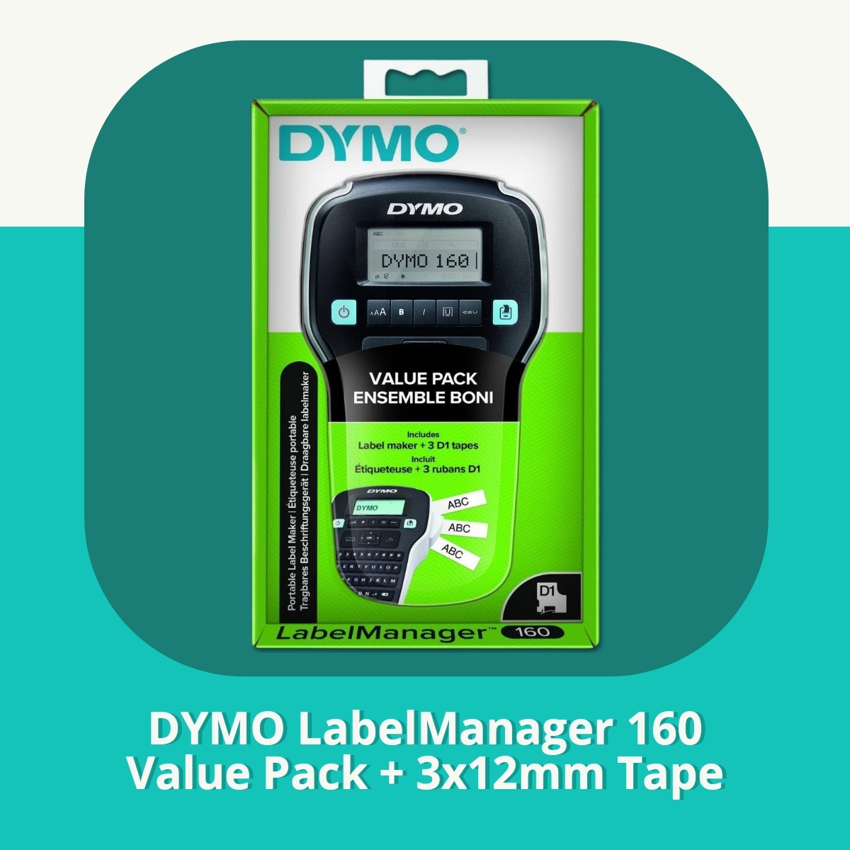 Anmeldelse af DYMO LabelManager 160 Value Pack + 3x12mm Tape