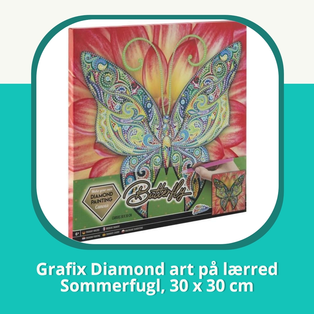 Anmeldelse af Grafix Diamond art på lærred Sommerfugl, 30 x 30 cm