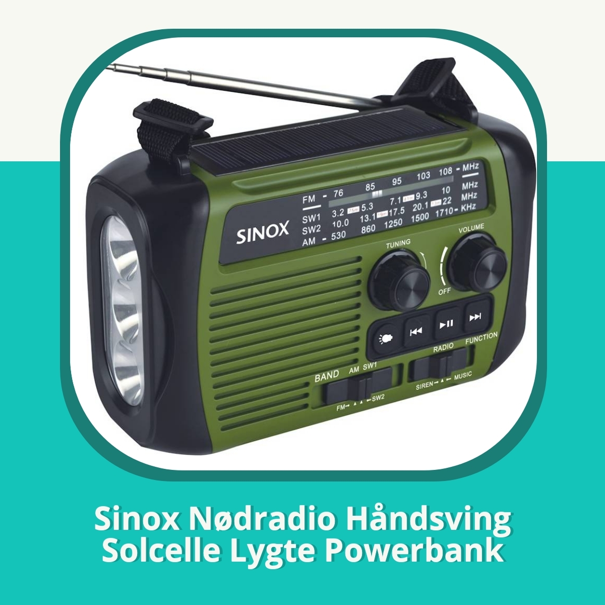 Anmeldelse af Sinox Nødradio Håndsving Solcelle Lygte Powerbank