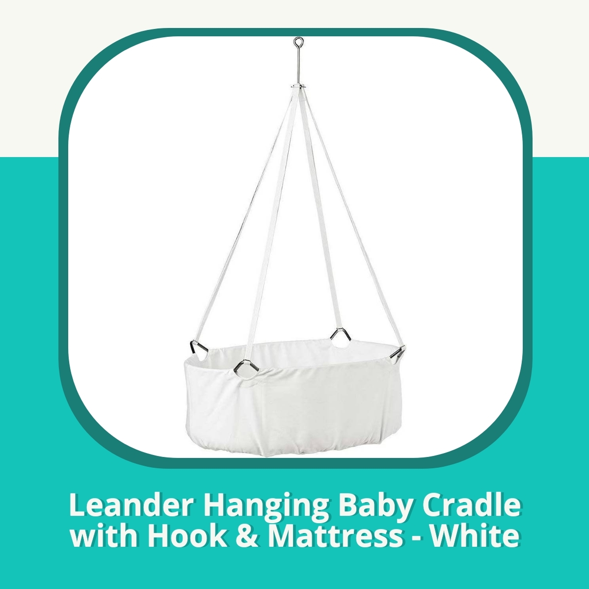 Anmeldelse af Leander Hanging Baby Cradle with Hook & Mattress - White