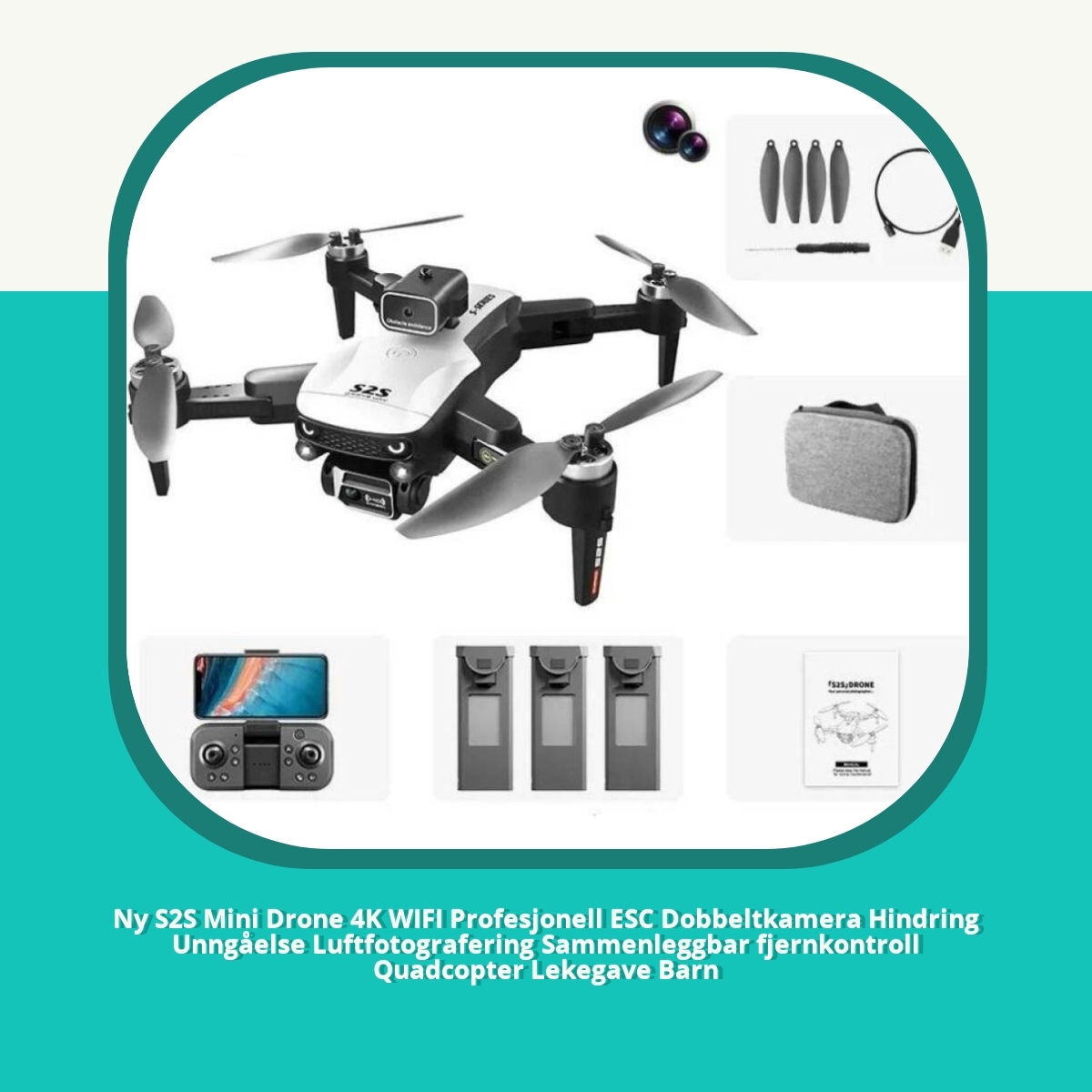 Anmeldelse af Ny S2S Mini Drone 4K WIFI Profesjonell ESC Dobbeltkamera Hindring Unngåelse Luftfotografering Sammenleggbar fjernkontroll Quadcopter Lekegave Barn