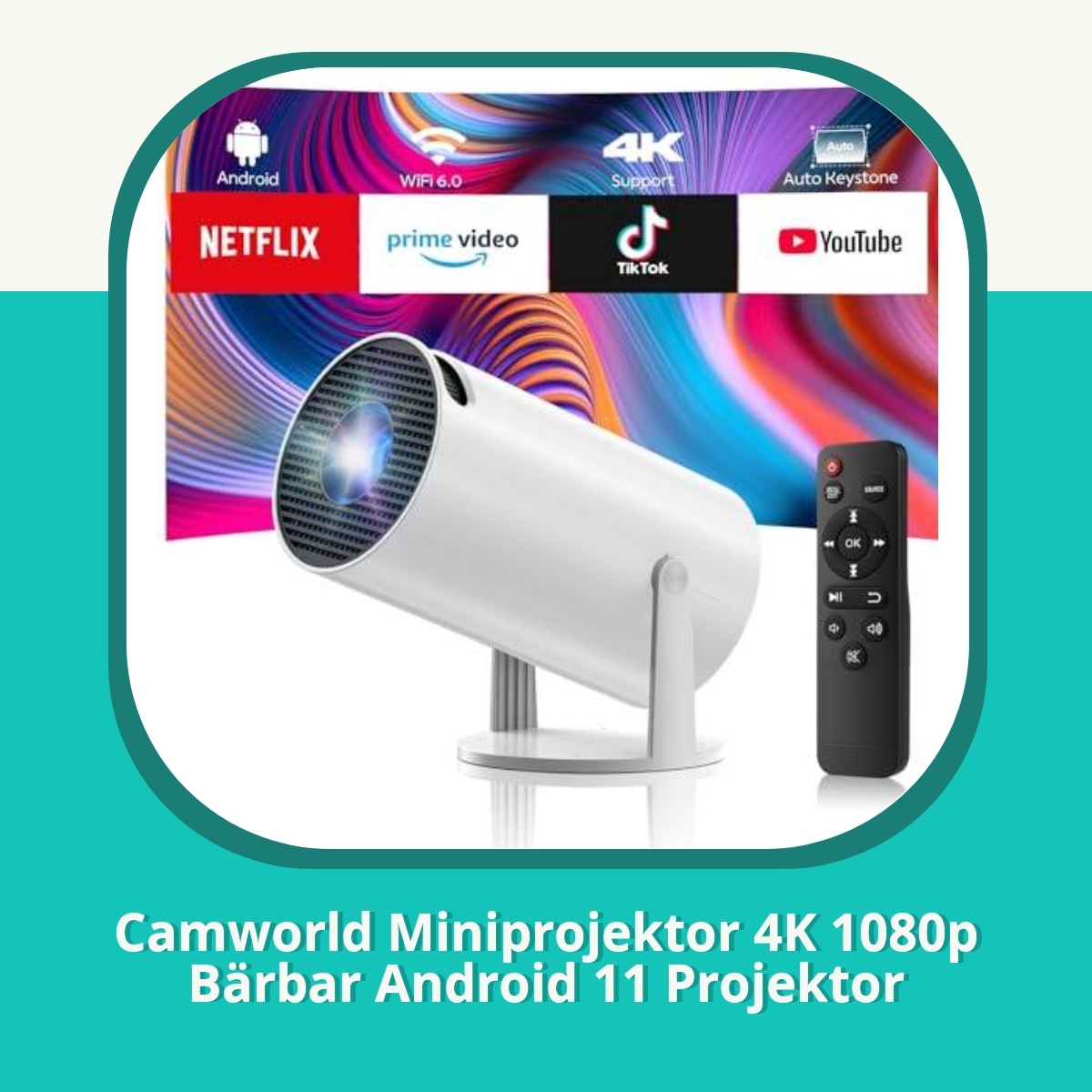 Recension Camworld Miniprojektor 4K 1080p Bärbar Android 11 Projektor