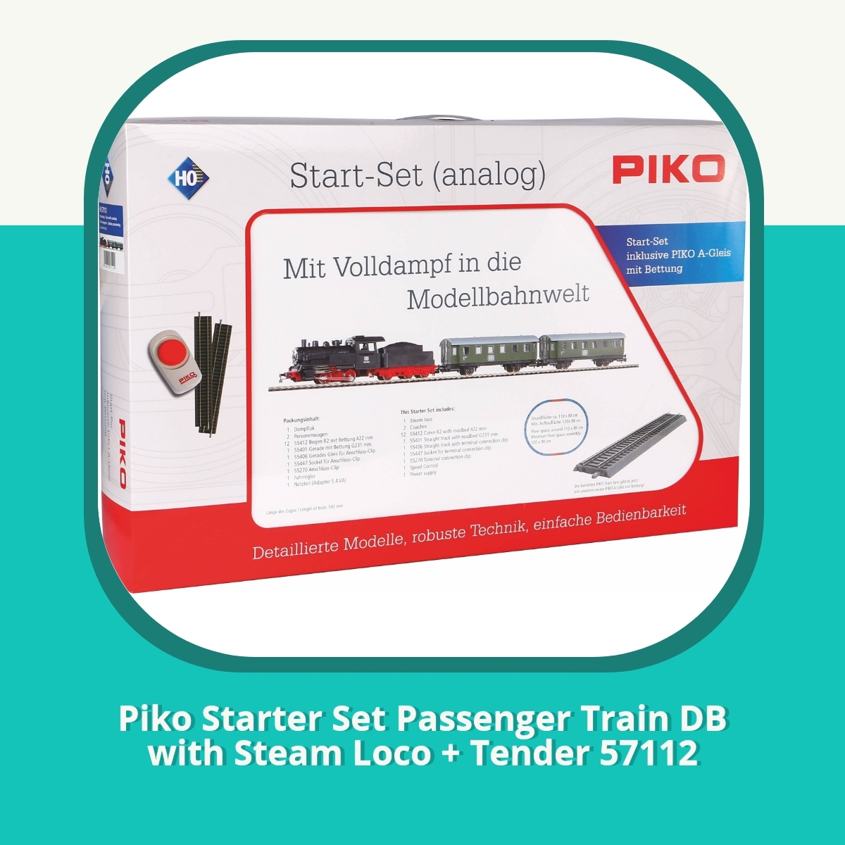 Recension Piko Starter Set Passenger Train DB with Steam Loco + Tender 57112