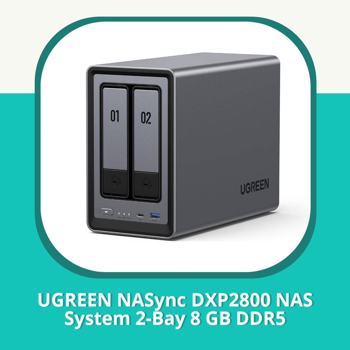 Recension af UGREEN NASync DXP2800 NAS System 2-Bay 8 GB DDR5