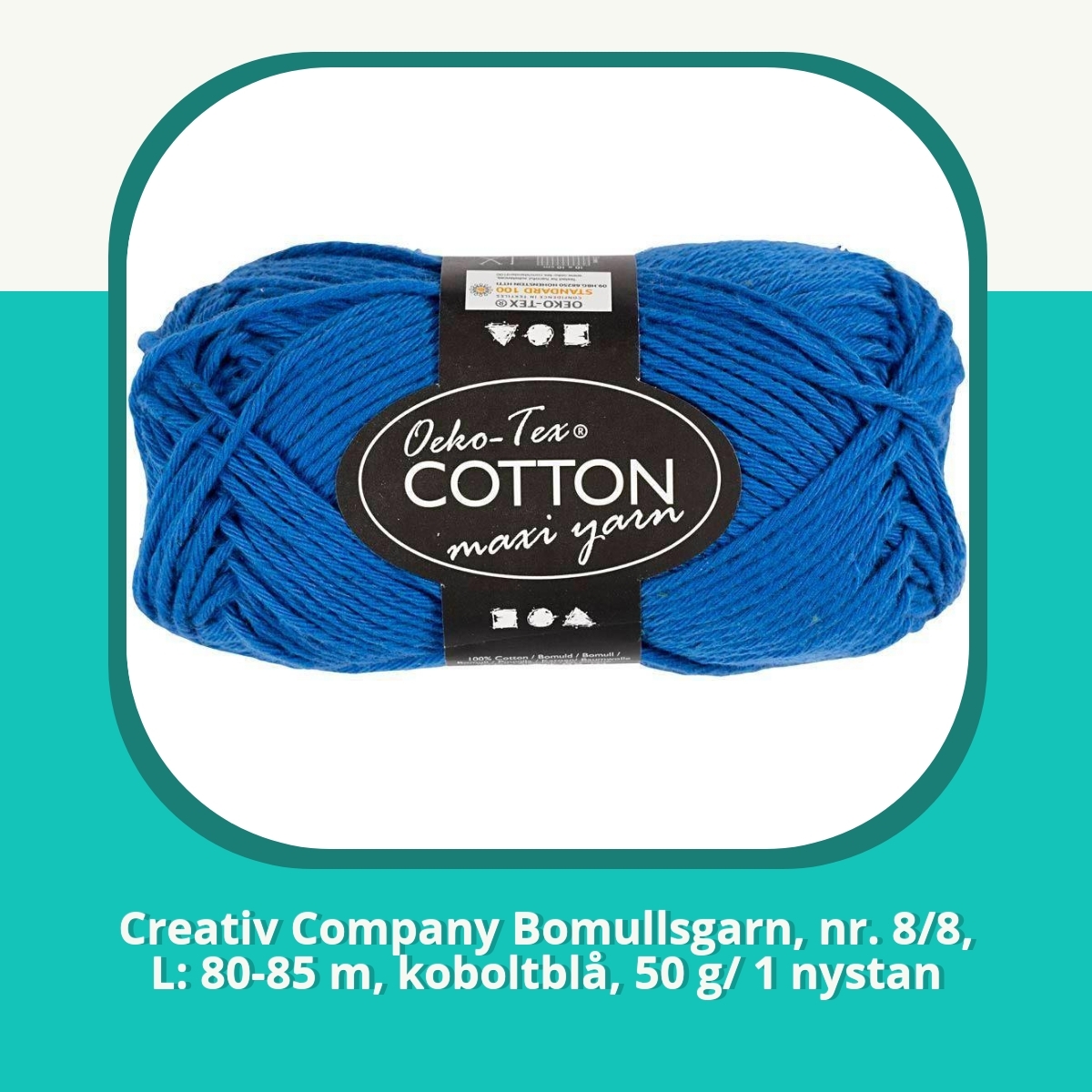 Recension af Creativ Company Bomullsgarn, nr. 8/8, L: 80-85 m, koboltblå, 50 g/ 1 nystan