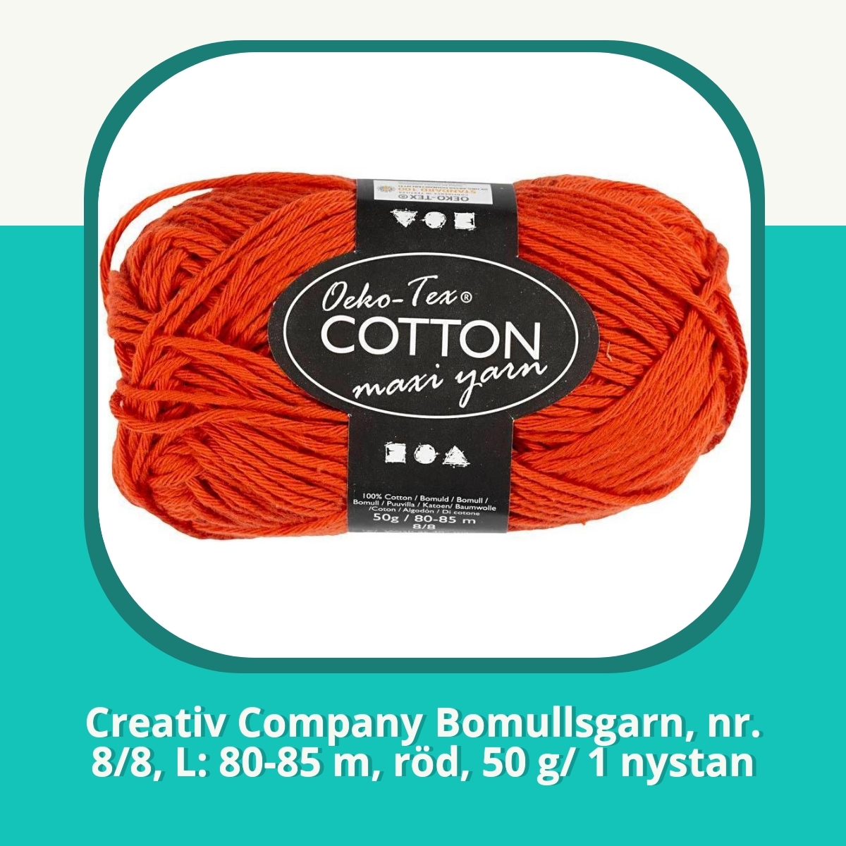 Recension af Creativ Company Bomullsgarn, nr. 8/8, L: 80-85 m, röd, 50 g/ 1 nystan