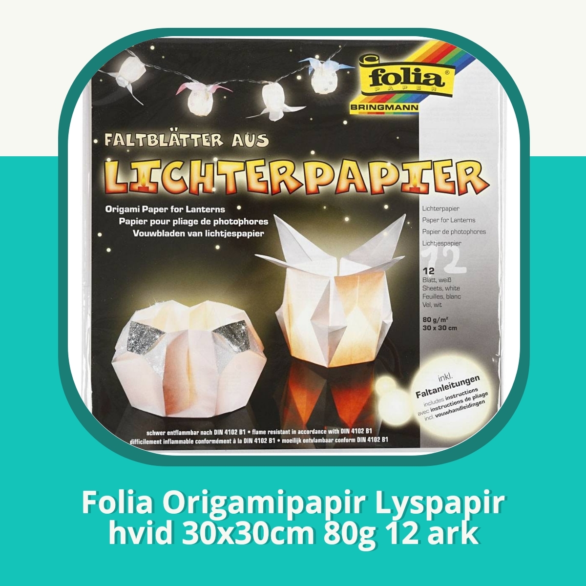 Anmeldelse af Folia Origamipapir Lyspapir hvid 30x30cm 80g 12 ark
