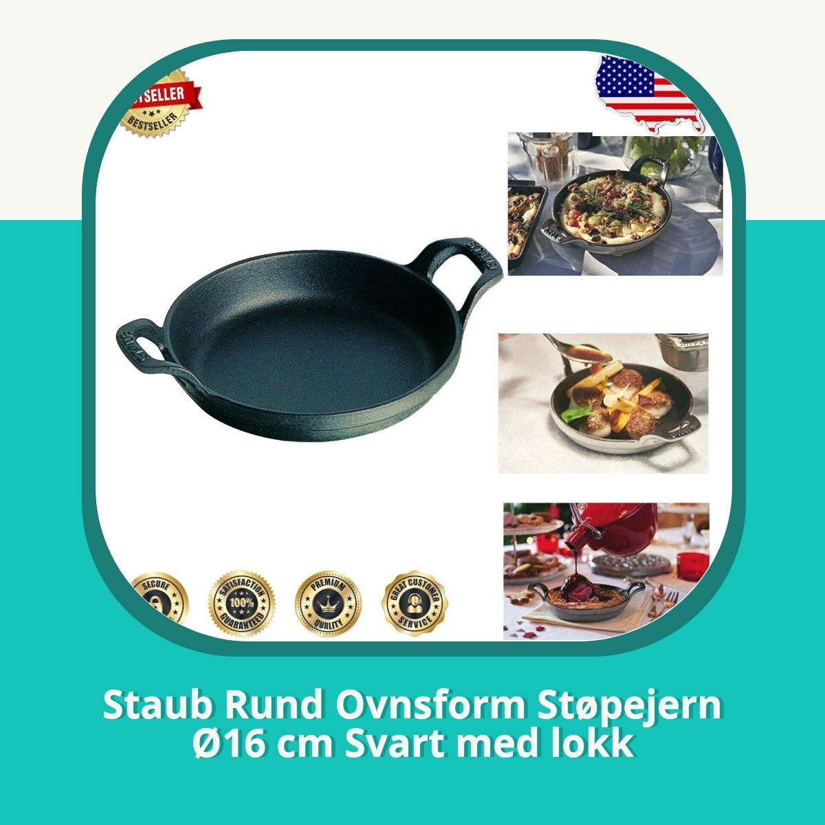 Anmeldelse af Staub Rund Ovnsform Støpejern Ø16 cm Svart med lokk