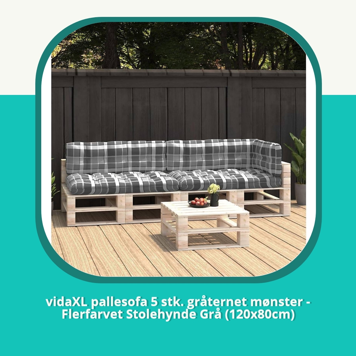 Anmeldelse af vidaXL pallesofa 5 stk. gråternet mønster - Flerfarvet Stolehynde Grå (120x80cm)