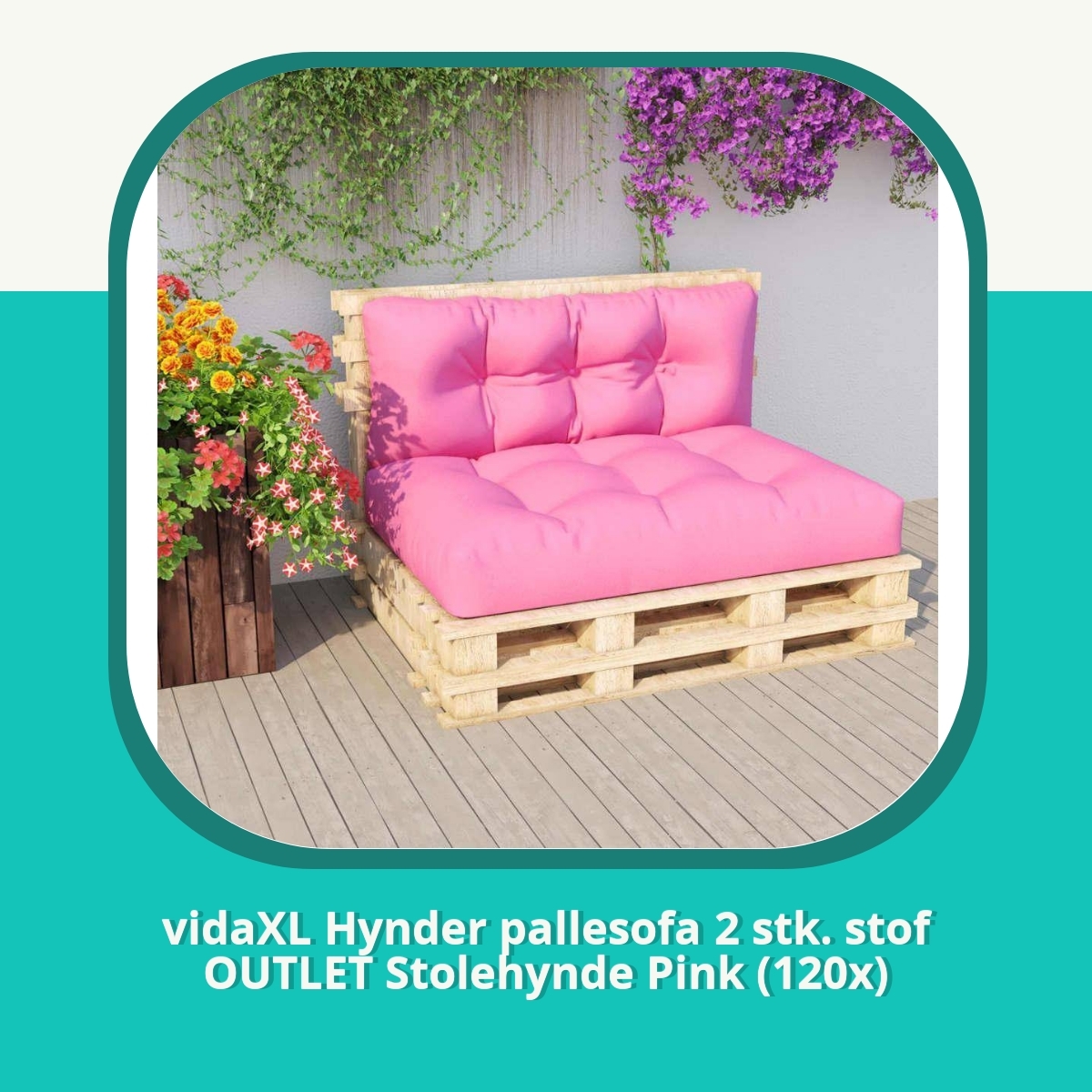 Anmeldelse af vidaXL Hynder pallesofa 2 stk. stof OUTLET Stolehynde Pink (120x)