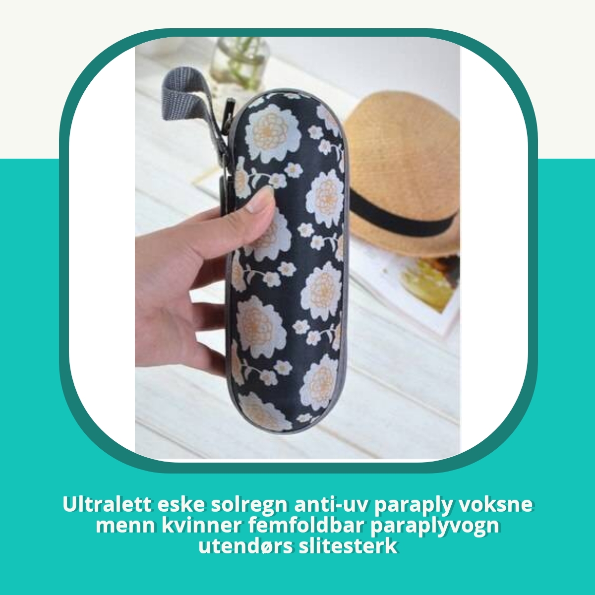 Anmeldelse af Ultralett eske solregn anti-uv paraply voksne menn kvinner femfoldbar paraplyvogn utendørs slitesterk