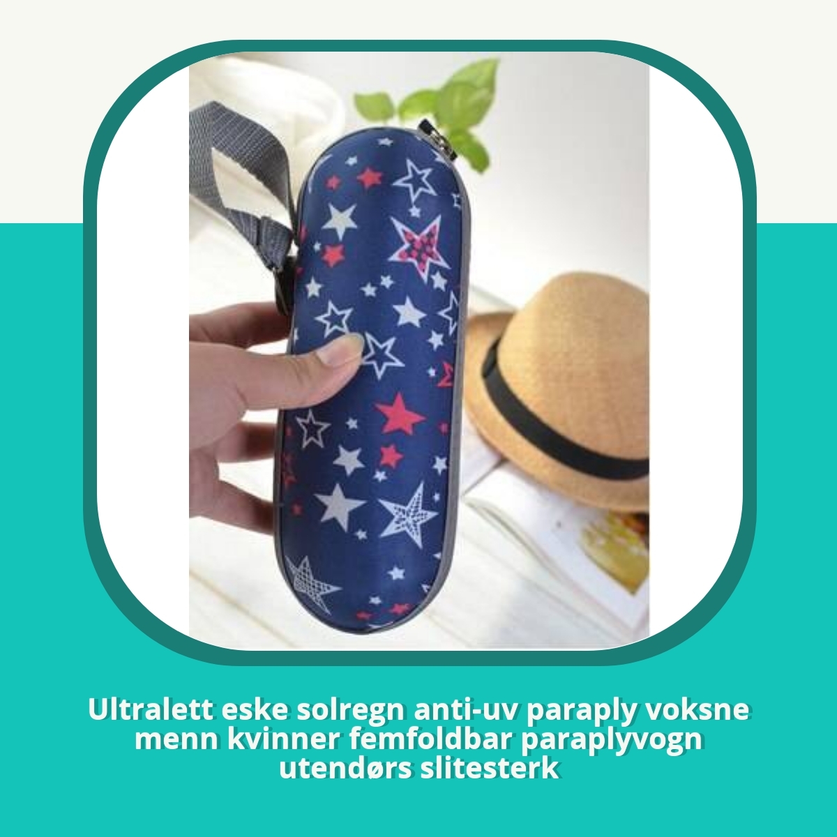 Anmeldelse Ultralett eske solregn anti-uv paraply voksne menn kvinner femfoldbar paraplyvogn utendørs slitesterk