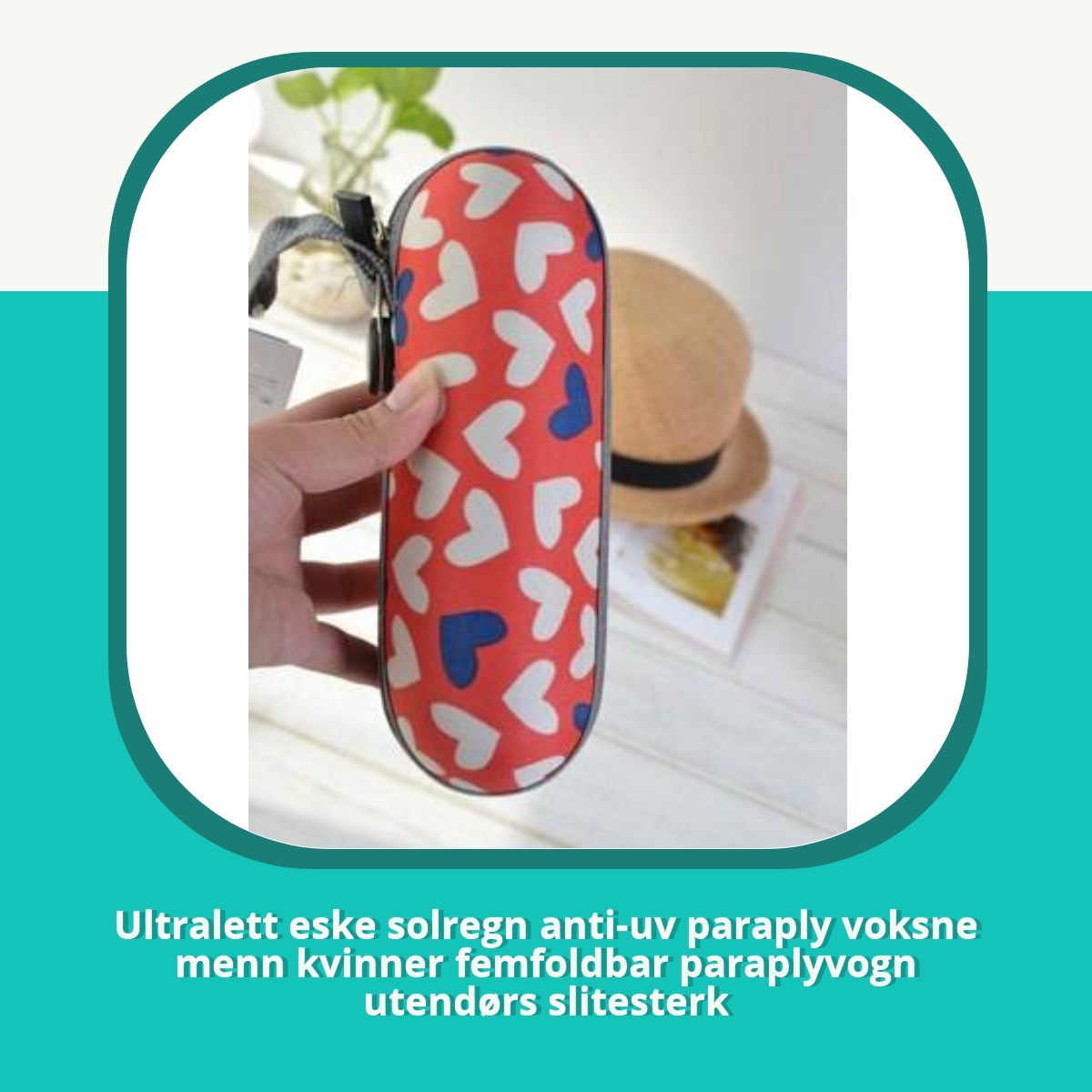 Anmeldelse af Ultralett eske solregn anti-uv paraply voksne menn kvinner femfoldbar paraplyvogn utendørs slitesterk