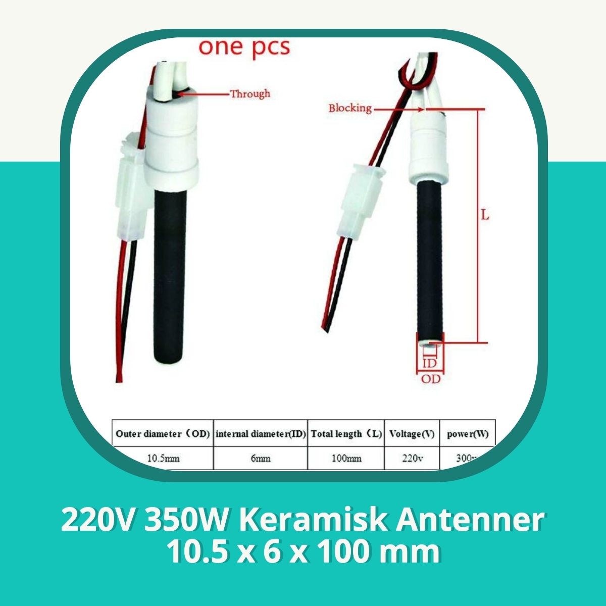 Anmeldelse af 220V 350W Keramisk Antenner 10.5 x 6 x 100 mm