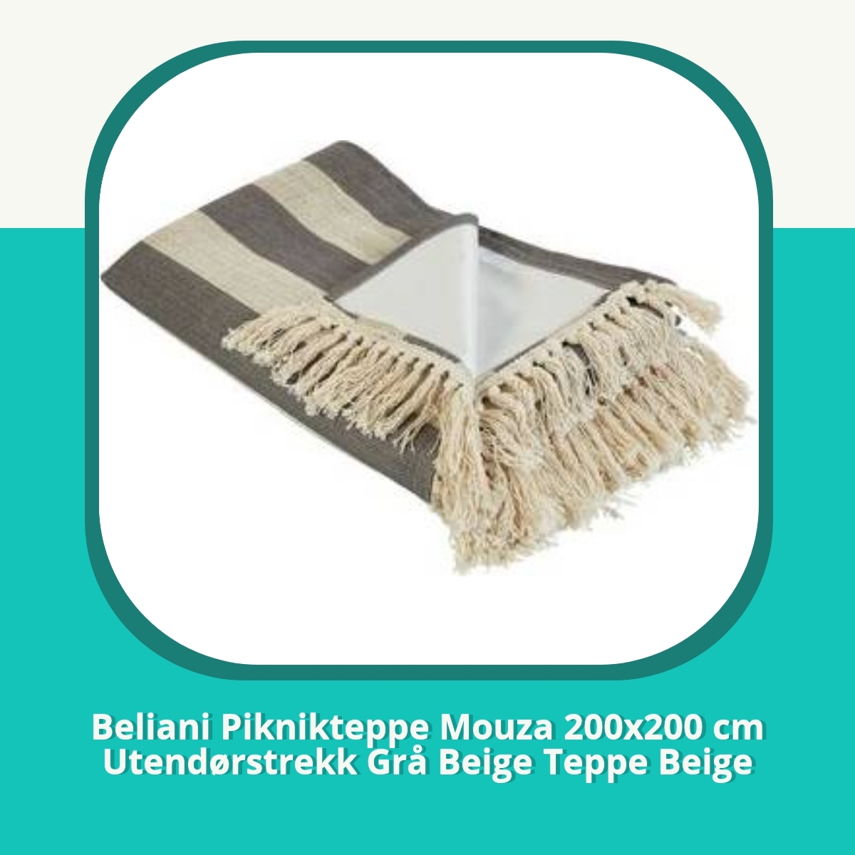 Anmeldelse af Beliani Piknikteppe Mouza 200x200 cm Utendørstrekk Grå Beige Teppe Beige