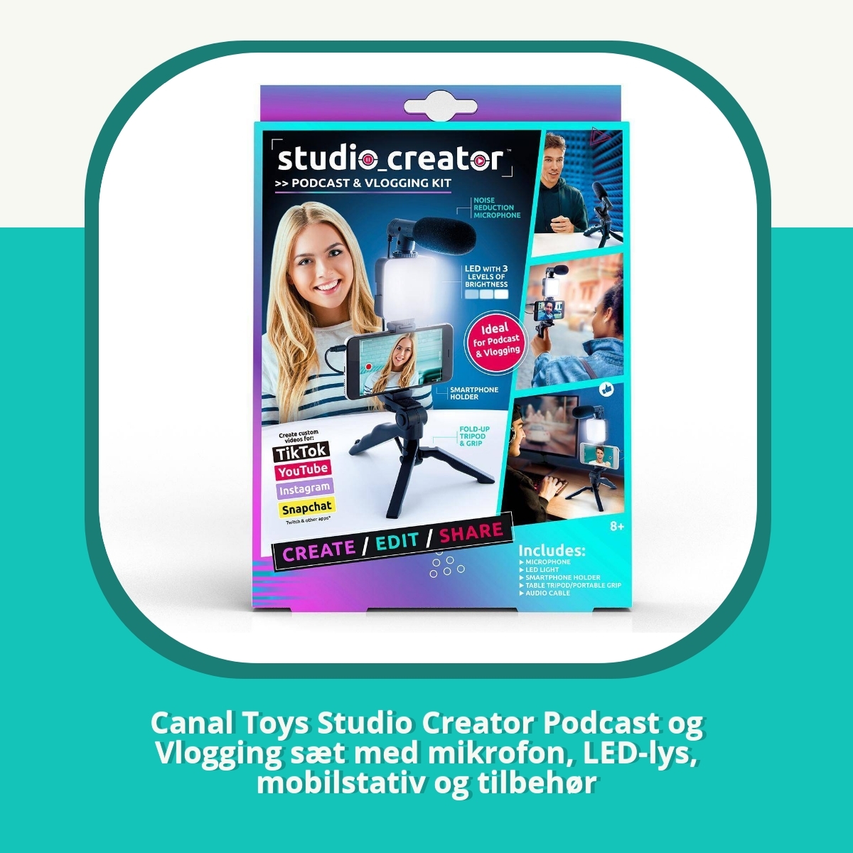 Anmeldelse af Canal Toys Studio Creator Podcast og Vlogging sæt med mikrofon, LED-lys, mobilstativ og tilbehør
