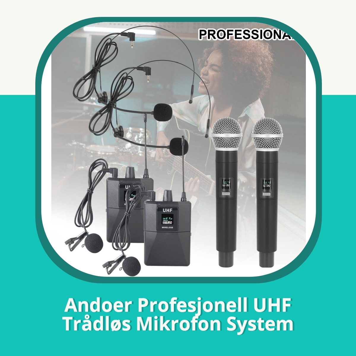 Anmeldelse af Andoer Profesjonell UHF Trådløs Mikrofon System